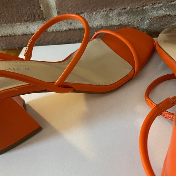 Marc Fisher shoes Galvin block heel strappy leather orange size 7 - Picture 5 of 5